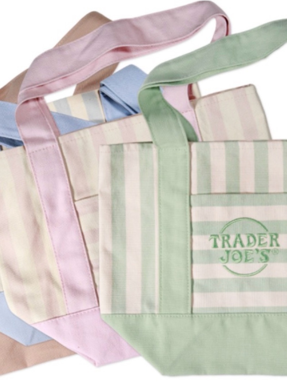 Trader Joe’s Striped Mini Canvas Tote Bag set of 4 Brand New with Tags